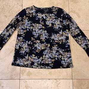 J. Jill Black Floral Long Sleeve Top